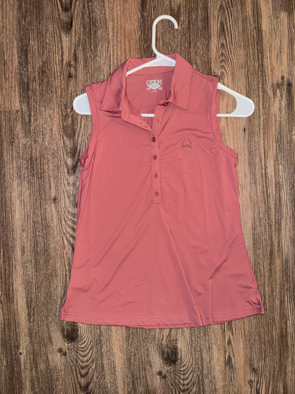 Cinch Sleeveless Polo Tank Top in Dusty Rose